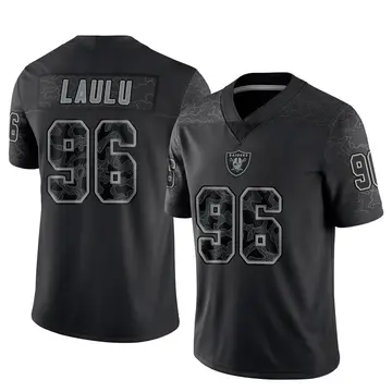 Youth Las Vegas Raiders Jonah Laulu Black Limited Reflective Jersey By Nike