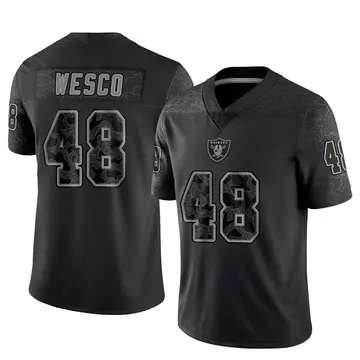 Youth Las Vegas Raiders Trevon Wesco Black Limited Reflective Jersey By Nike