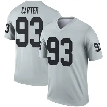 Youth Las Vegas Raiders Zach Carter Legend Inverted Silver Jersey By Nike